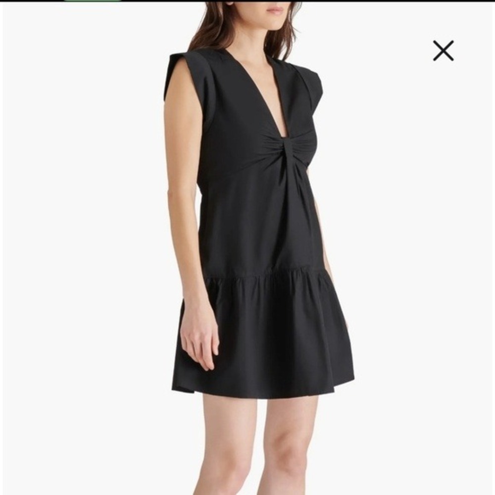 Steve Madden Black Mini Dress‎ Ruffle Hem Party Cocktail Dress Sz XL / #5394
